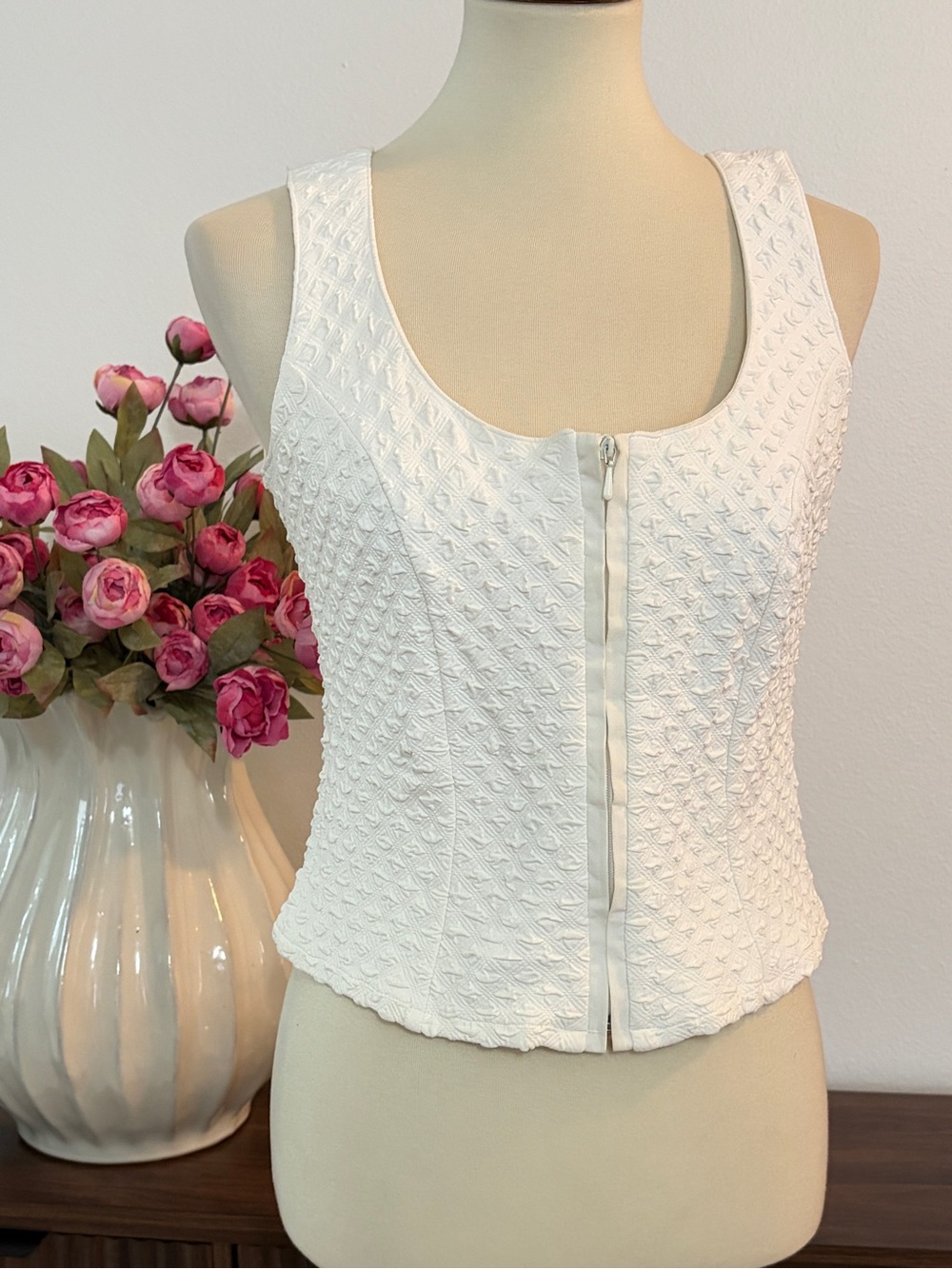 Rayure Paris Corset Tank Top Textured Zip‎ Front Parisian Chic